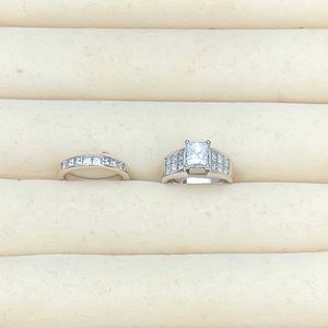 1.03ct. Princess Cut Engagement Ring w/ Wedding Band